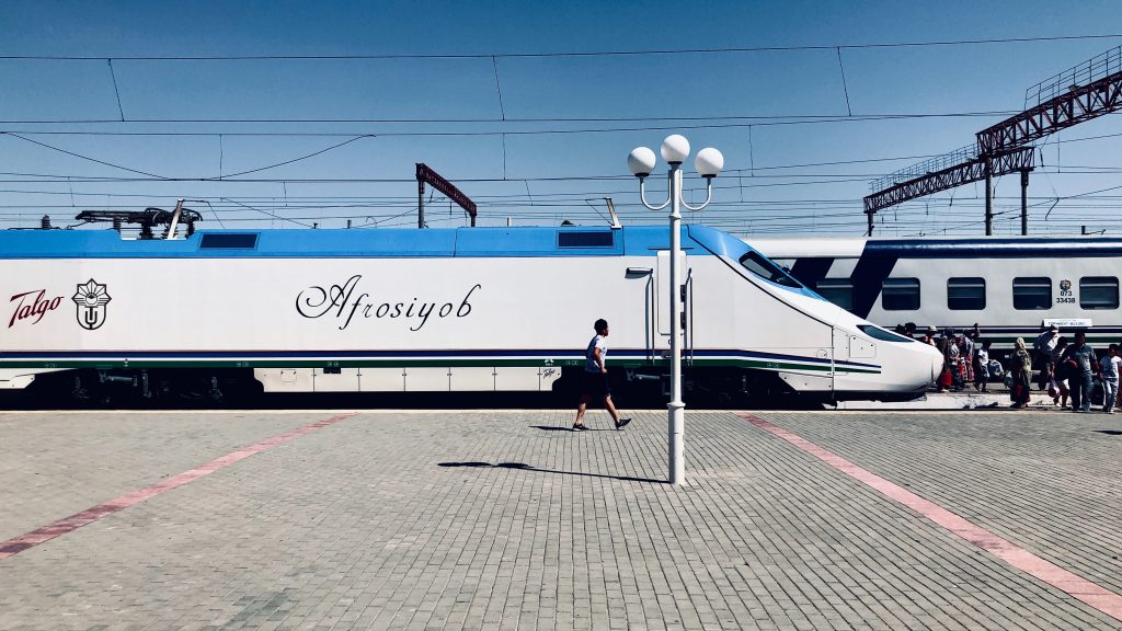 The photo of Afrosiyob- high-speed train in Uzbekistan