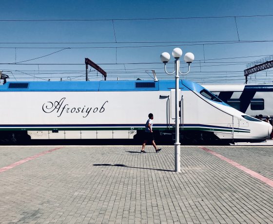 The photo of Afrosiyob- high-speed train in Uzbekistan